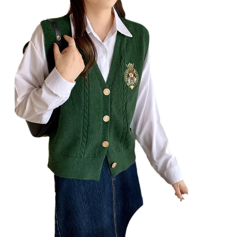 Wholesale Knit Sweater Manufacturer Autumn Knit Vest Cardigan for Women School Uniforms Sweaters for Girls