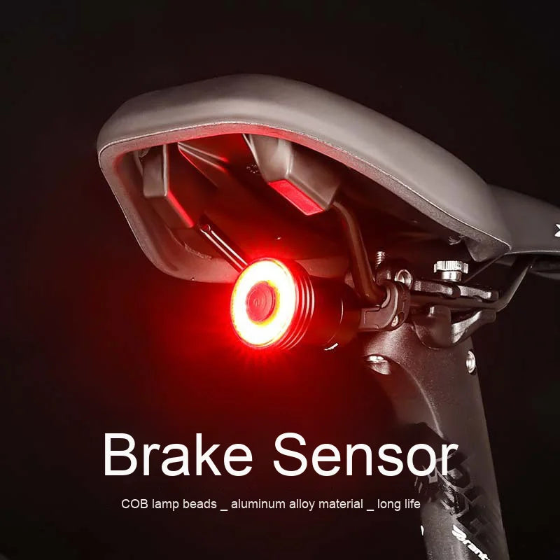 LED Bicycle Light Waterproof Brake Sensor Tail Light for Road Mountain Bike Riding Battery Powered PC Material