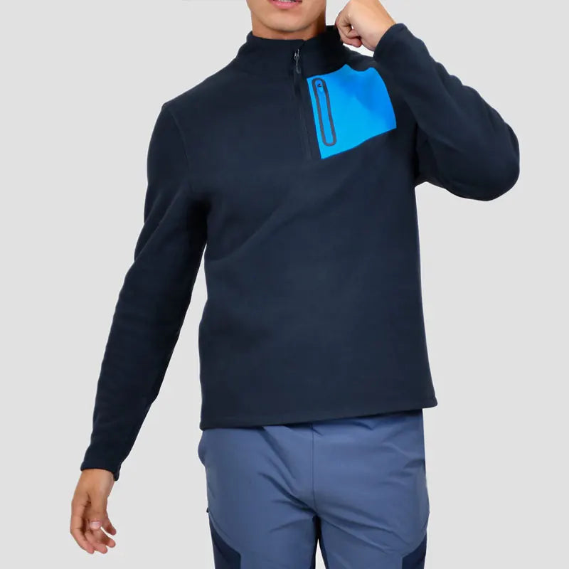 New Arrive Winter Polar Fleece  1/4 Zip Sweatshirt Heat Seal Chest Pocket Outdoor Sport Warm Sweatshirt