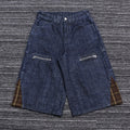 MC BUILD Unisex Jean Shorts 6 Pocket Trucker Denim Shorts With Cargo Pockets