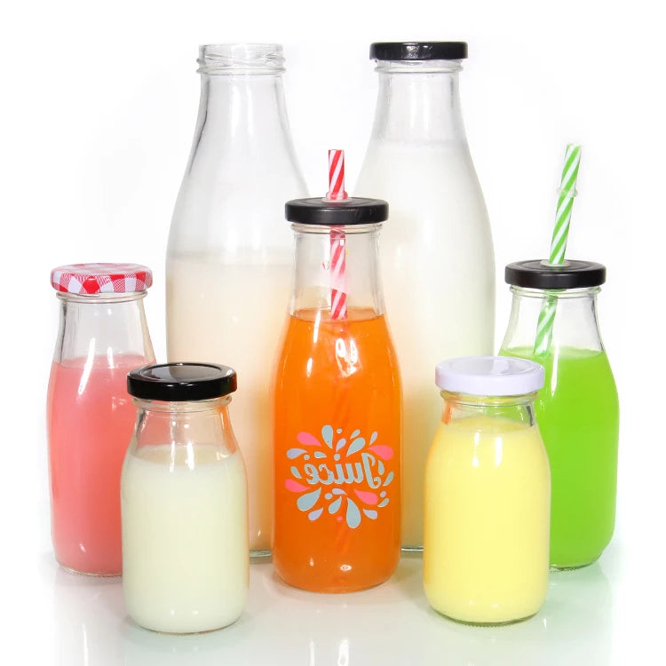Wholesale 200ml&250ml&500ml Glass Milk Bottle Yogurt Glass Jar With Lid