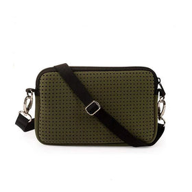 Customized 3mm Zipper Women's Fashion Crossbody Neoprene Bag Small Perforated SBR Neoprene Fabric Clutch with 50pcs Print