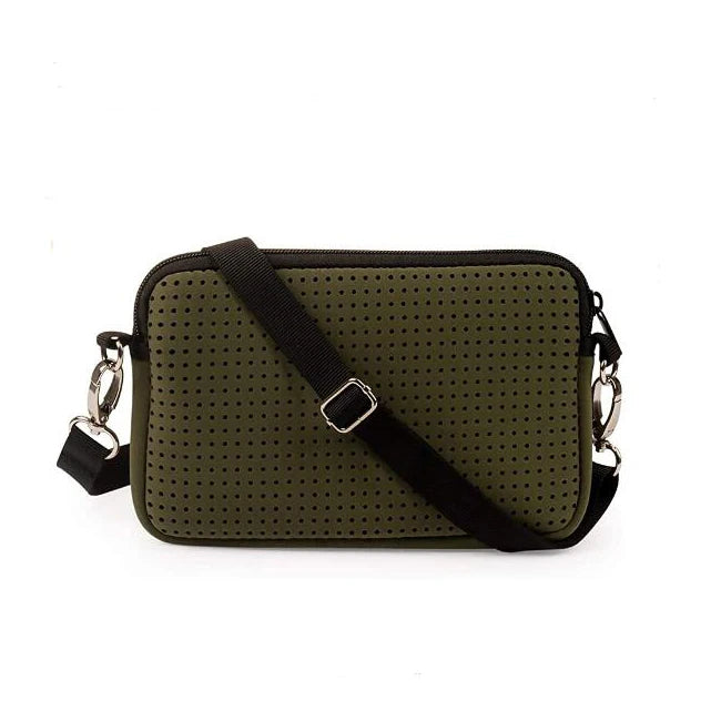 Customized 3mm Zipper Women's Fashion Crossbody Neoprene Bag Small Perforated SBR Neoprene Fabric Clutch with 50pcs Print