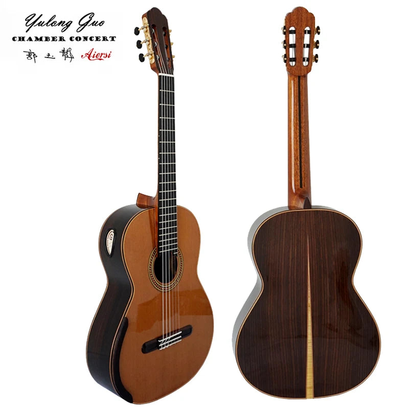 Aiersi YULONG GUO Handmade Double Cedar Top Chamber Concert Professional Nylon String Classical Guitar