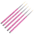 OEM New 5 Pcs /Set New Design Painting Brush Nail Brush Pink Metal Acrylic Handle Nail Art Liner Brush