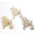 Fashion Jewelry Brooches Gold/Silver Tone Metal Rhinestone Pearl Dog Poodle Brooch Animal Pin