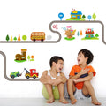 Cartoon Bus House Truck Line Wall Stickers Children's Room Decorative Decals Kid's Bedroom Home Decor Wall Mural