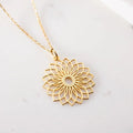 High Polished Stainless Steel Mandala Lotus Necklace18k Gold Plated Mandala&Lotus Necklace for Women