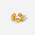 Natural Turquoise Stone Stainless Steel Ring Summer Bohemia Woman Trendy Cheap Open Finger Ring Accessory MegaBDM