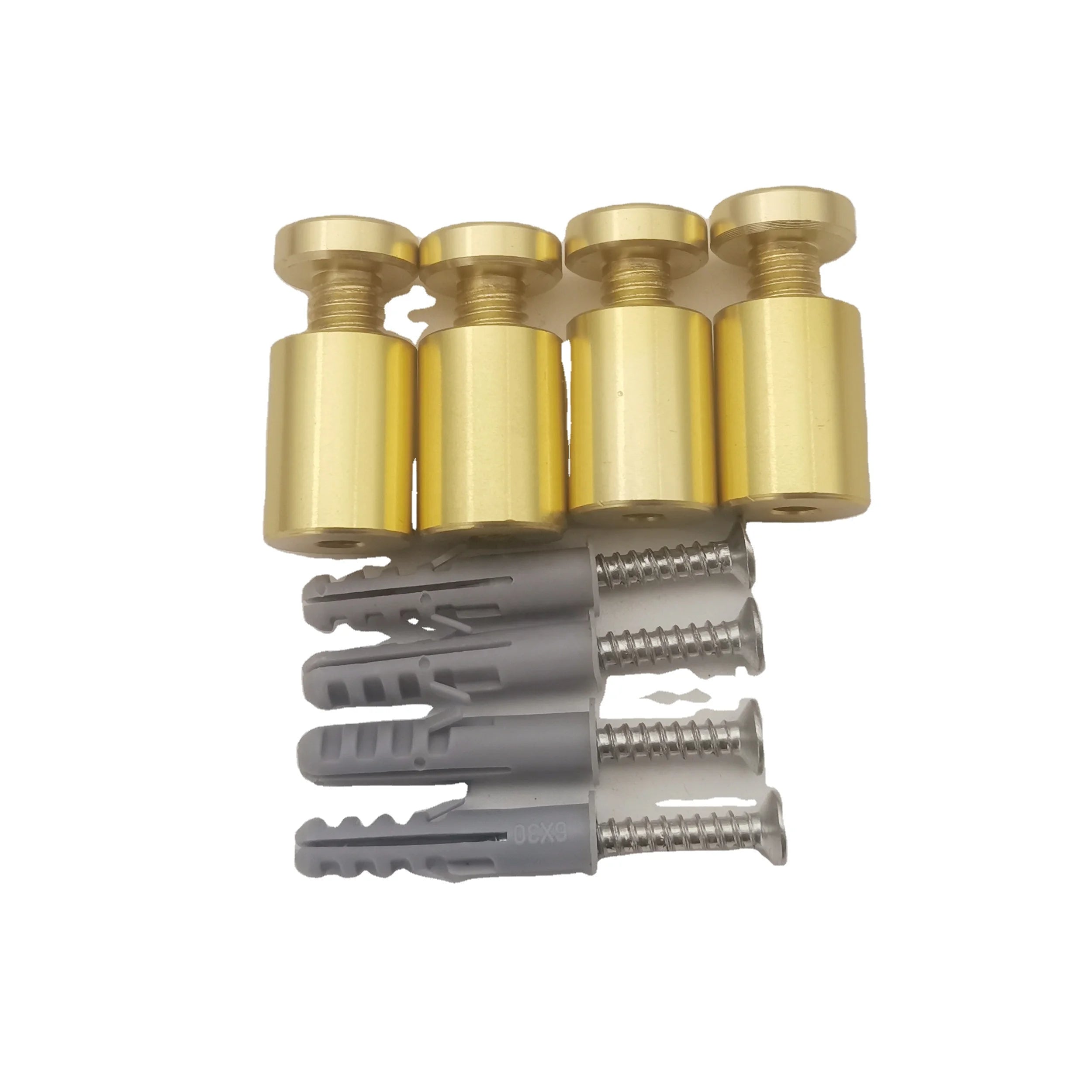 Professional 1520 Gold Anodized Aluminium Sign Standoff Pins Acrylic Glass Sign Holders Professional Manufacture Off-Axis Mounts