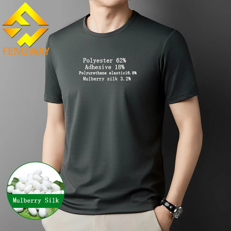 Custom Summer Breathable Silk Men's Short Sleeve Casual Skinny Fit Crew Neck T-shirt