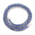 Fashion Popular Unique Design Hip Hop Jewelry Blue Crystal 5MM Iced Out 1 Row Tennis Link Chain Necklace Jewelry for Gift