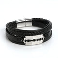 Men Multi-layer Genuine Leather Stainless Steel Razor Bangle Blade Alloy Clasp Leather Bracelet SCB027