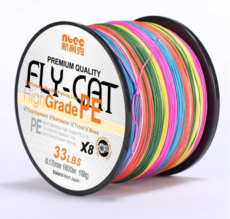 8 Strands Braided Fishing Line MUTI COLOR 1500m Spool Package