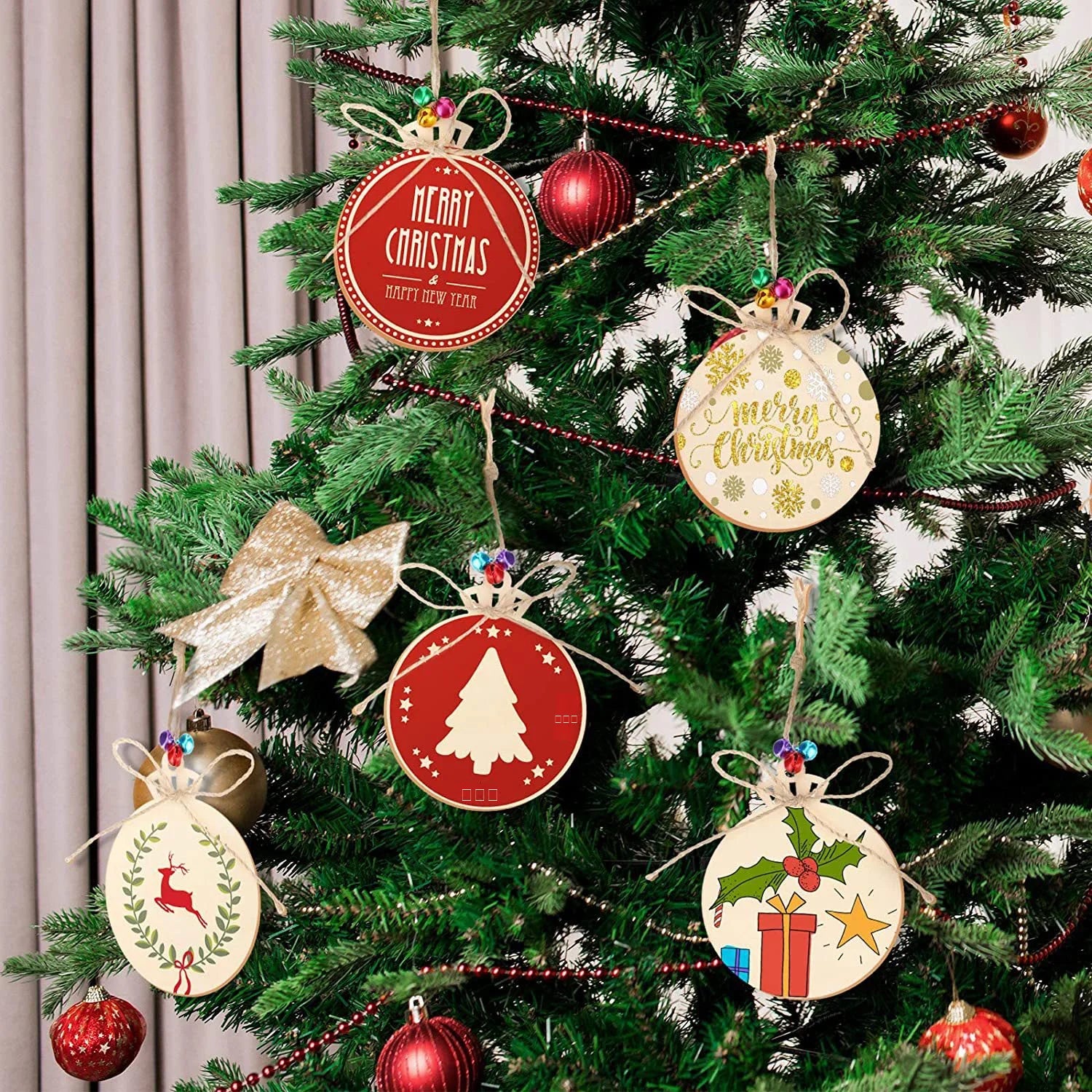 Modern Style DIY Wood Chips Paintable Pendants Cross-Border Christmas Tree Decorations Small Pieces Handicrafts Wall Accents