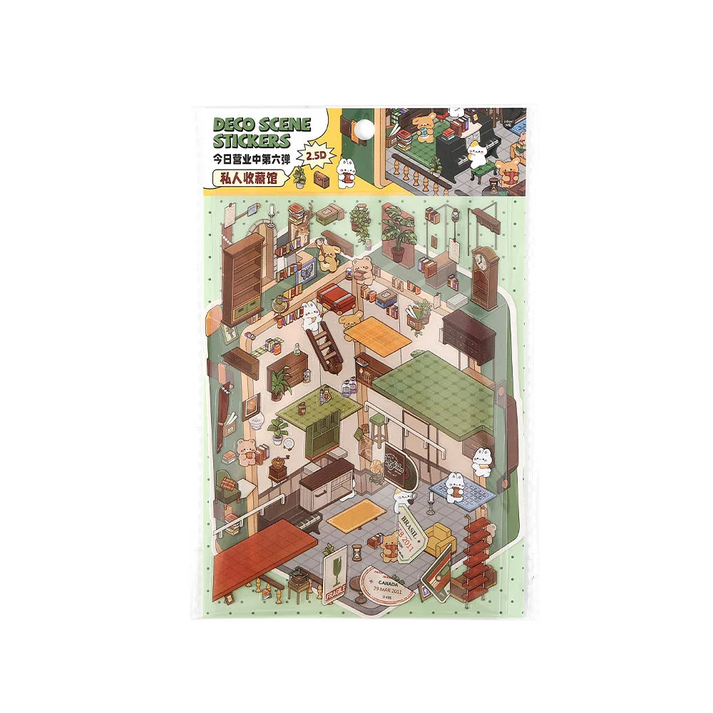 3 PET Stickers Per Pack  Today's Business 6th Series  Scenic Handbook Material Stickers 4 Types