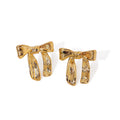 J&D Fashion Design 18K PVD Gold Plated Stainless Steel Texture High Polish Texture Bow Knot Stud Earring
