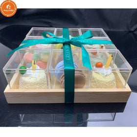 Unfinished Square Gift Food Wooden Tray Candy/Chocolat/Nuts/Cake Acrylic Box Set