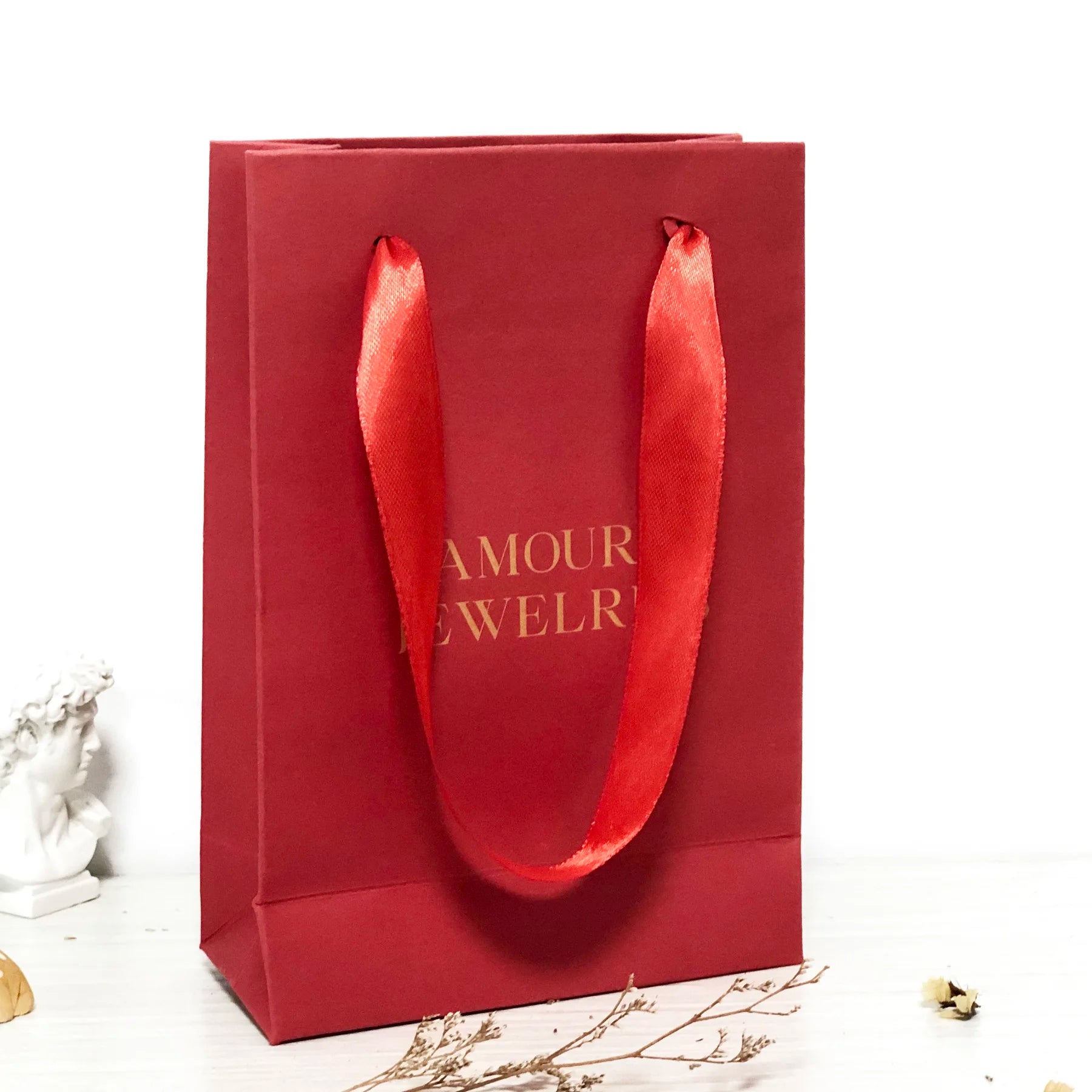 Wholesale Price Brand Custom Perfume Textured RED Paper Cosmetics Carrying Packaging Thank You Gift Tote Shopping