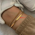 High End Tarnish Free Waterproof 18k PVD Gold Plated Snake Chain Herringbone Anklets Stainless Steel Jewelry