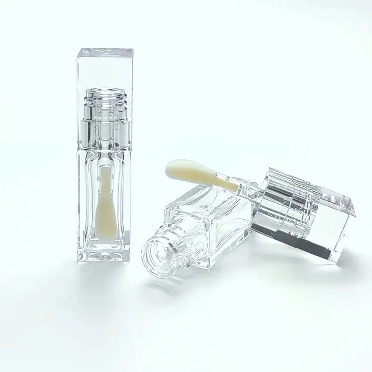 Empty Clear Plastic Lipstick Tubes with Custom Printed Logo and Screw Cap-Cosmetic Lip Oil Containers
