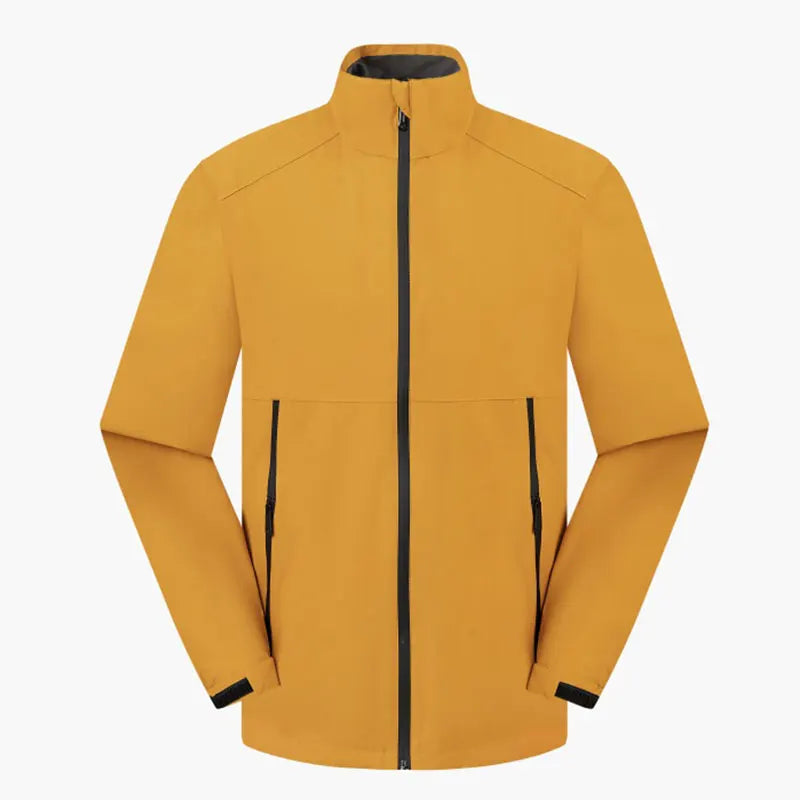 Men's Soft Shell Waterproof Windproof Breathable Quick Dry Plus Size Outdoor Sports Casual Jacket Turtleneck Collar Zipper 300g