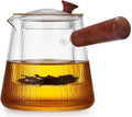 800ml Borosilicate Glass Tea Maker Heat Resistant Infuser with Wood Handle Clear Glass Tea Pot Set