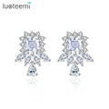 LUOTEEMI Charm Zircon Lady Earing Wedding Jewelry New Statement Big European Engagement Bridal Earring