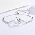 Fine Jewelry Cubic Zirconia Hollow Disc Flower Charm Bracelet 925 Sterling Silver Adjustable Tennis Chain Bracelet For Women