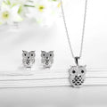 For  Party 925 Sterling Silver Jewelry Sets Rhodium Plating Women Owl Animal Aaa Cubic Zirconia Jewelry Set