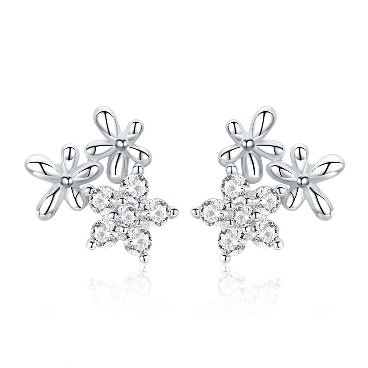 Factory 925 Sterling Silver Gypsophila Flower Stud Earrings for Women Snowflake Earrings Fashion Silver 925 Jewelry BSE030