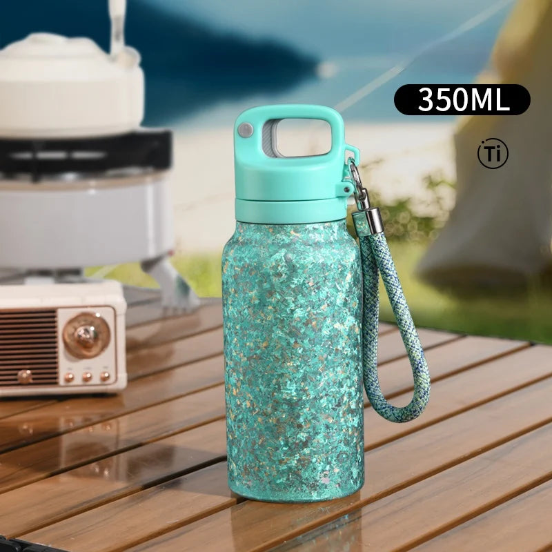 350ml Double Layer Insulated Pure Titanium Sport Water Bottle Leakproof Lid Thermos Cup High Grade Titanium Forbidden Bacteria