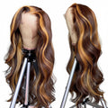 Wholesale Virgin Brazilian Hair High Density 13x4 Body Wave Highlight Colored Wigs Human Hair Transparent Lace Front Wig