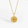 Trendy Titanium Steel Necklace 18K Gold Plating 316l Stainless Steel Round Octagon Signet Black Diamond Necklace