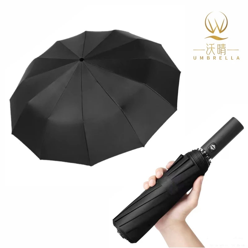 Wholesale 12 Ribs Fully Automatic Umbrella Windproof UV Resistant Minimalist Business Ready Ship Custom Logo Fast Sample Factory MegaBDM