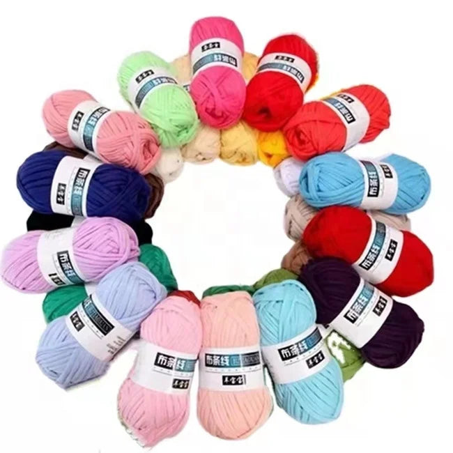 Hot Factory Fansionable 100% Polyester Hand Weaving Cloth Strip Yarn Hook Bag Cushion T-shirt Wide Yarn Customized
