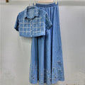Boutique Wholesale 2025 Summer New Fashionable Short Sleeved Shirt Age Reducing Skirt Denim Women's Suit