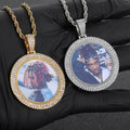 Wholesale DIY Hip Hop Customize Photo Pendant Necklace Bling Double Layers Cubic Zirconia Jewelry
