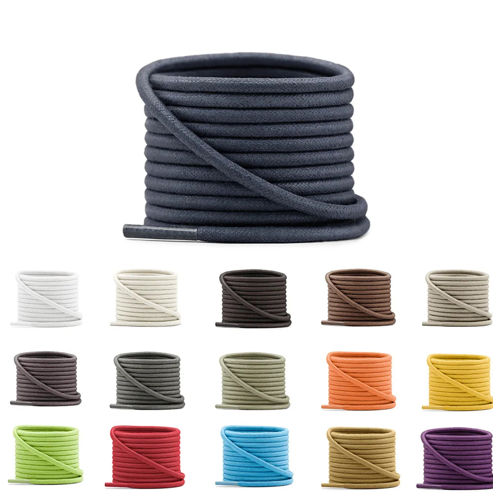 Wholesale 4mm Round Waxed Cotton Shoelaces Waterproof Dress Shoe Laces for Leather Boots and Work Boots