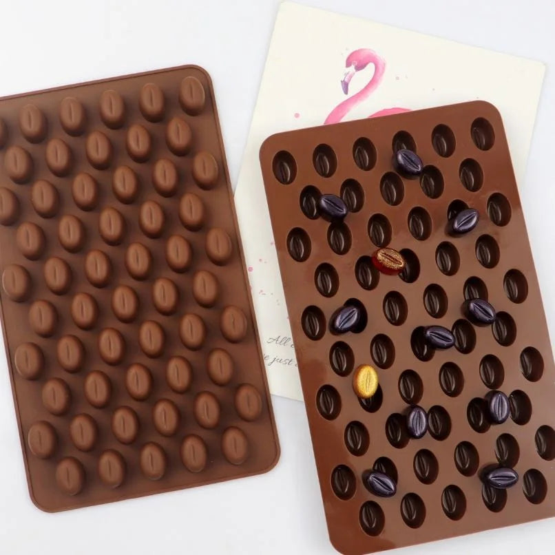 123 Factory Free Sample Silicon Resin Mold 55 Hole Coffee Bean Shape Silicon Chocolate Moulds Silicone Ice Cube Tray