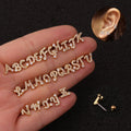 Cartilage Earrings Piercing Cubic Zirconia Stainless Steel Screw Small Initial Alphabet Letter Stud Earrings Set