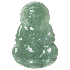Certified Grade a Natural Burmese Jadeite Oil Green Small Guanyin white Buddha Pendant Ice Kind Pendant Jewelry Myanmar Jade 18