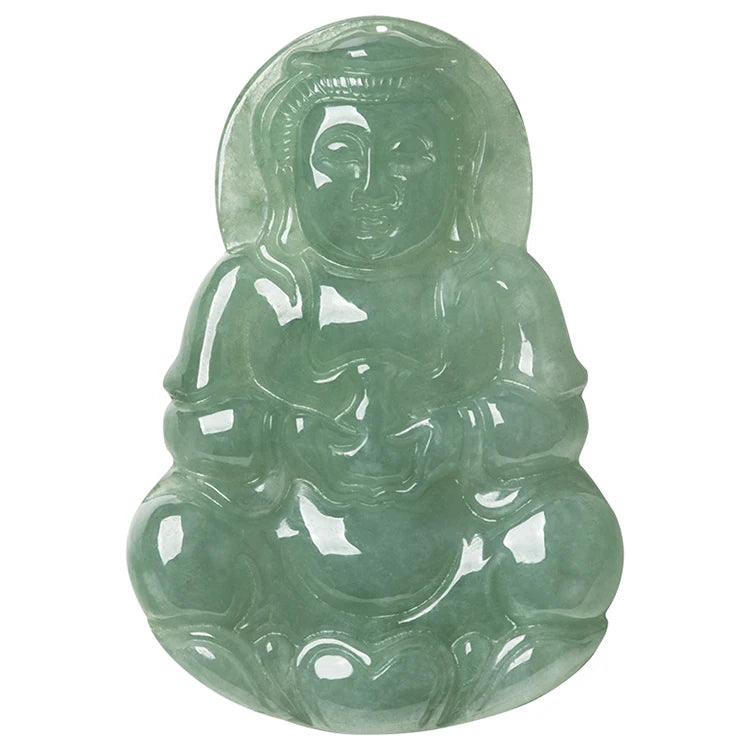Certified Grade a Natural Burmese Jadeite Oil Green Small Guanyin white Buddha Pendant Ice Kind Pendant Jewelry Myanmar Jade 18