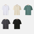 Men's 100% Cotton O-Neck T-Shirt Boxy Oversized 220g Custom Logo Printed Short Sleeve Loose & Soft Breathable Solid Pattern