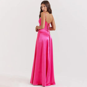 Sexy Camisole Skirt Slim Fit Backless Long Skirt Black Dress for Women Evening Dress