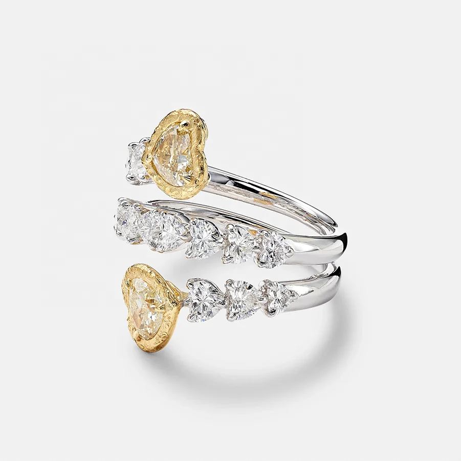 LOZRUNVE 925 Sterling Silver Two Tone Gold and Rhodium Luxury Party Eternity Ring Women