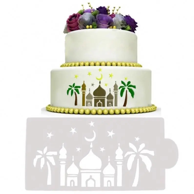 1Pcs Arab Palace Cake DIY Decorating Stencil  Fondant Cake Pattern Printing Spray Template Design Modeling Mold