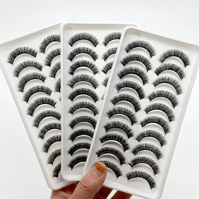 Sunland 15mm 18mm Faux Mink Russian Volume Strip Lashes Natural Long d for Reusable Cruelty-Free Customized Packaging