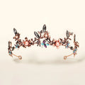 Women Vintage Luxury Bridal Tiaras Handmade Wedding Baroque Crystal Tiara Nupcial Alloy Flower Pearl Rhinestone Crown