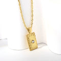 Waterproof PVD 18K Gold Jewelry Necklace Customization Spiral Stainless Steel Square Pendant with Diamond Necklace for Men Women